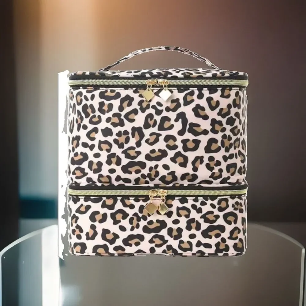 Double Layer Cosmetic Storage Box With Detachable Nail Polish Organizer